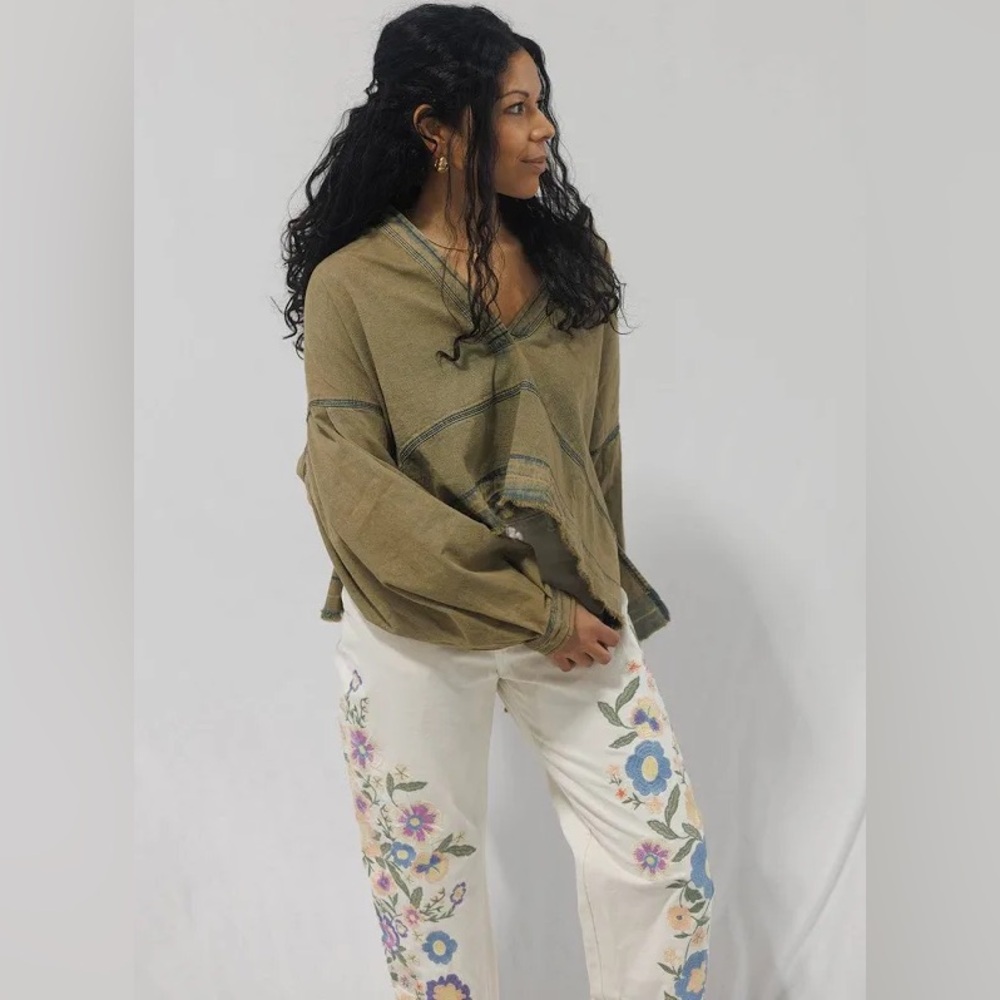 We The Free Olive Green Top